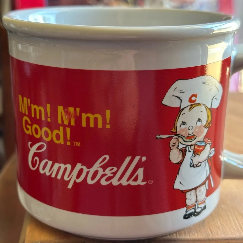 Vintage Campbell’s Soup Terrine w/ 3 Mugs & Ceramic Ladle Set